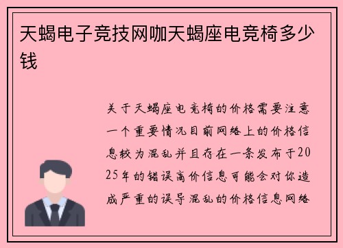 天蝎电子竞技网咖天蝎座电竞椅多少钱